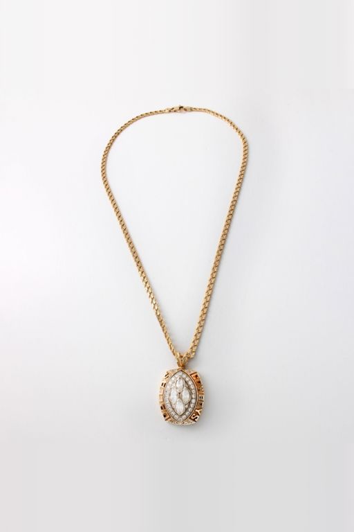 Yellow Gold CZ Super Bowl Pendant Necklace
