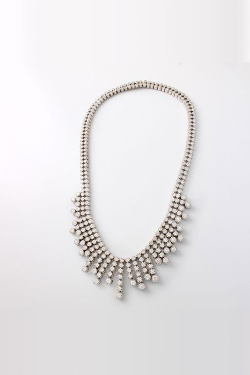 14k White Gold Diamond Fringe Necklace