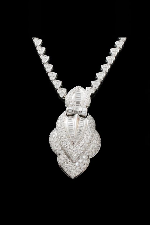 18k Two-Tone Gold Diamond Pendant Necklace