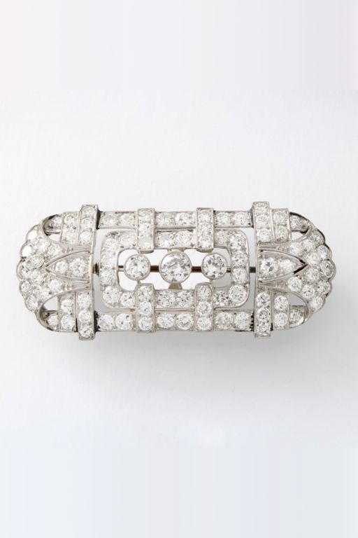 Platinum Diamond Bar Brooch