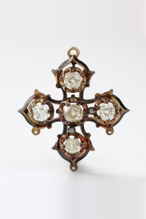 14k Yellow Gold Diamond Cross Pendant