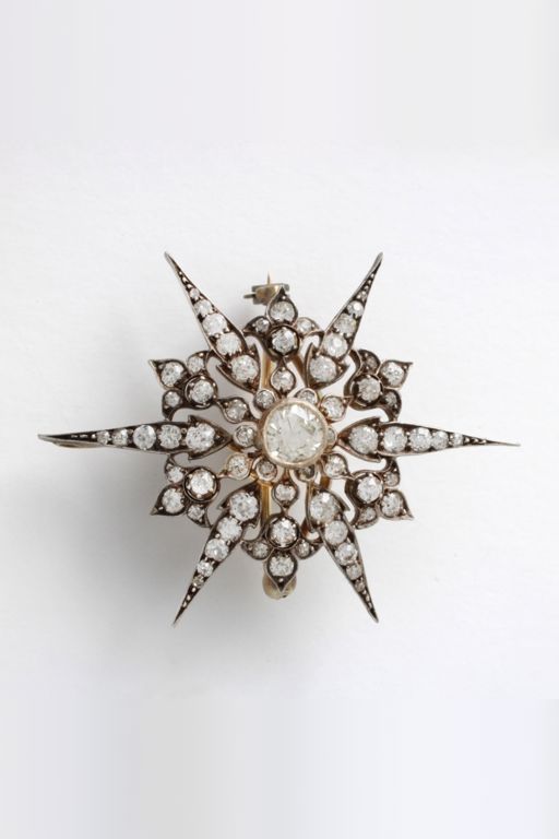 Platinum and Gold Diamond Starburst Pendant/Brooch