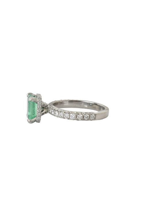 Platinum Emerald and Diamond Ring