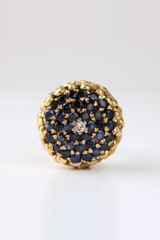 18k Yellow Gold Sapphire and Diamond Cocktail Ring