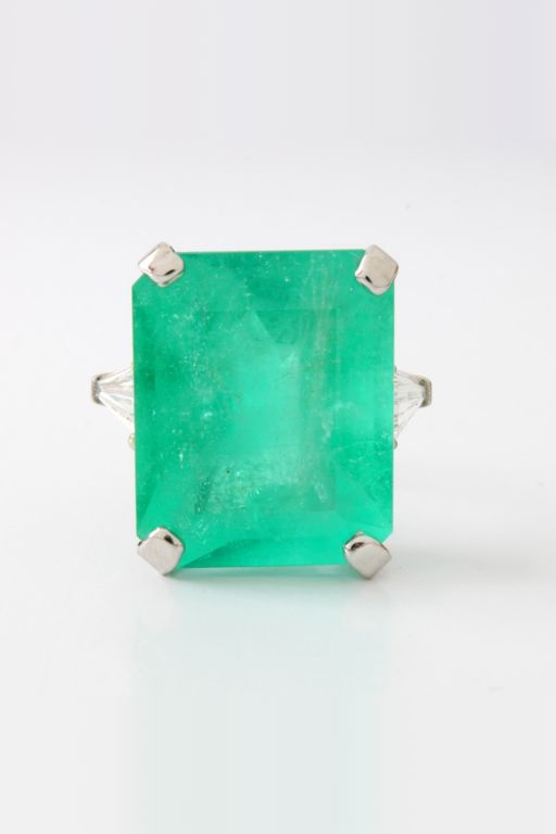 Platinum Emerald and Diamond Ring