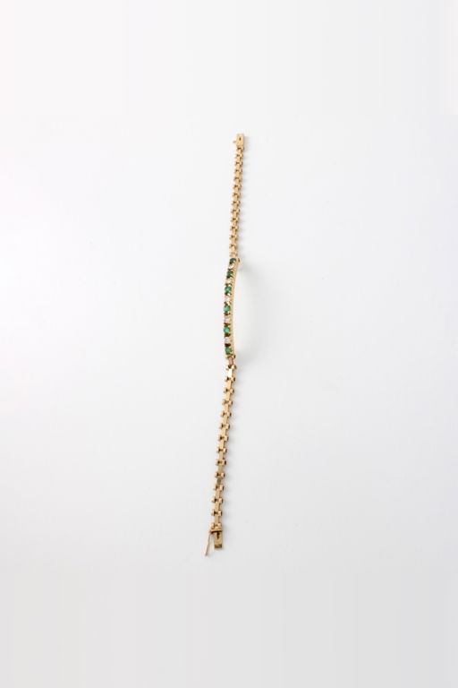 14k Yellow Gold Emerald and Diamond Bracelet