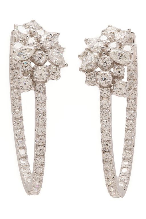 18k White Gold Diamond Hoop Earrings