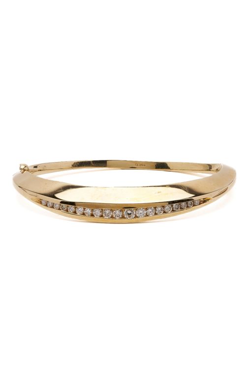 14k Yellow Gold Diamond Hinged Bracelet