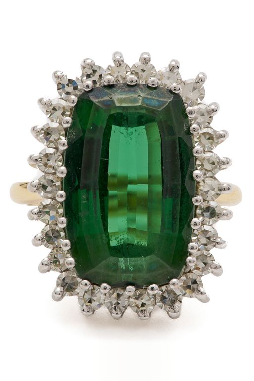 18k Two-Tone Gold Tourmaline and Diamond Ring
