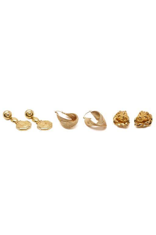 Three Pairs of Yellow Gold Earrings