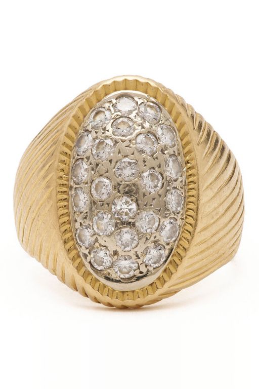 18k Yellow and White Gold Diamond Cluster Ring