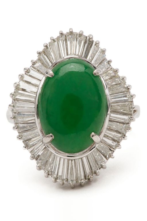 Platinum Jade and Diamond Ballerina Ring