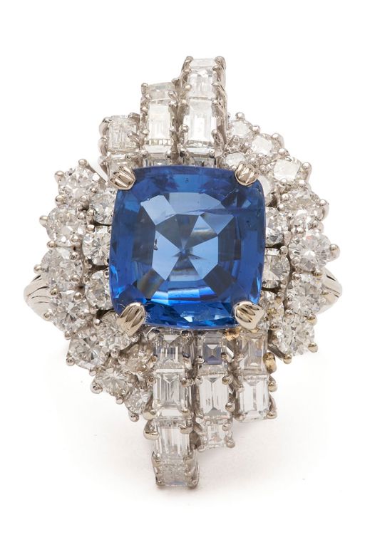 14k White Gold Sapphire and Diamond Cocktail Ring