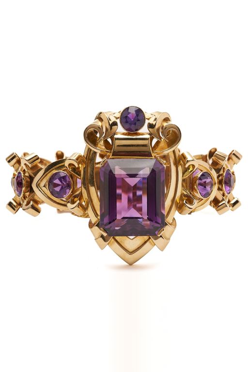 18k Gold Amethyst Bracelet