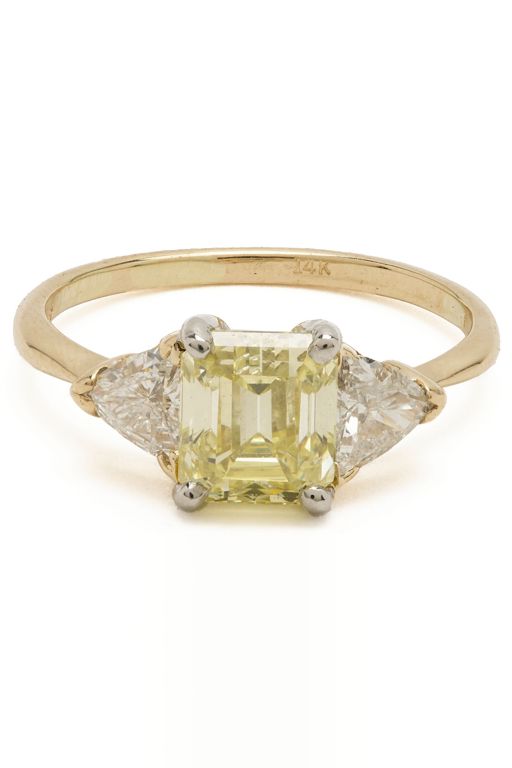 14k Yellow Gold and Platinum Diamond Ring