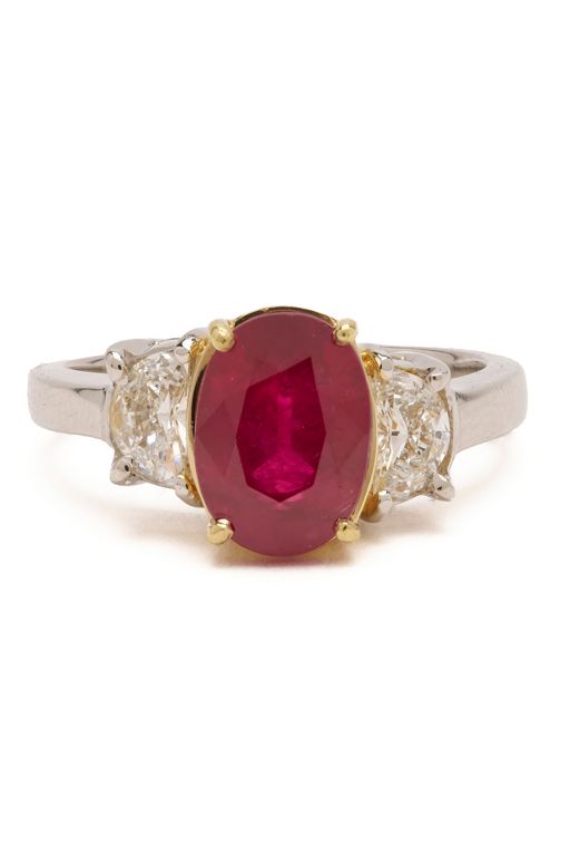 Platinum and 18k Yellow Gold Ruby and Diamond Ring