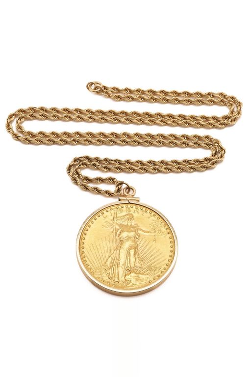 Yellow Gold Coin Pendant Necklace