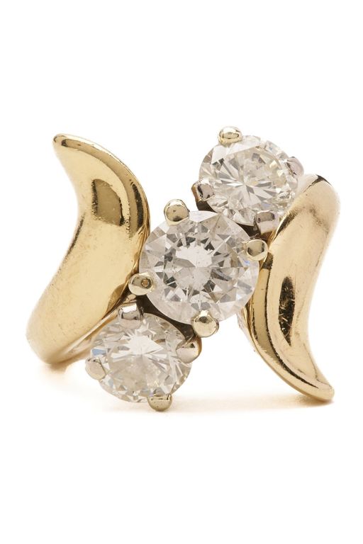 14k Yellow Gold Diamond Bypass Ring