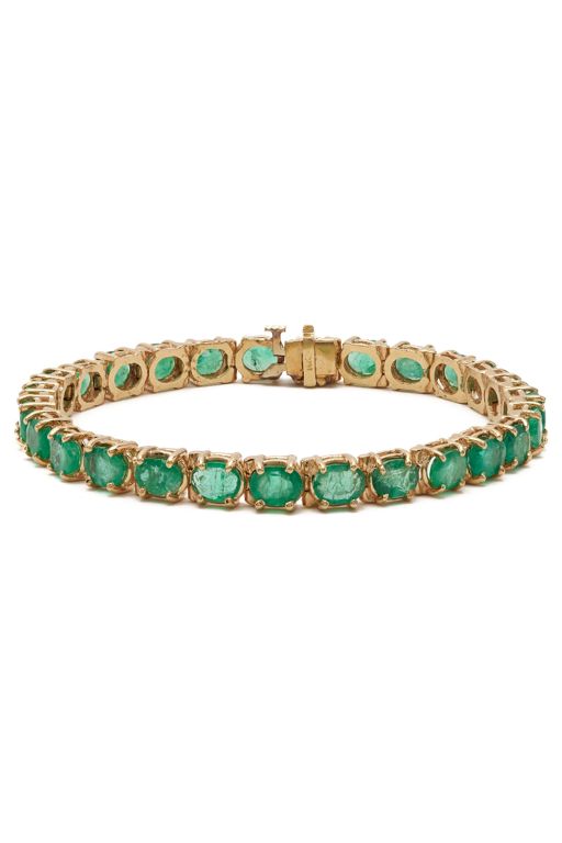 14k Yellow Gold Emerald Tennis Bracelet