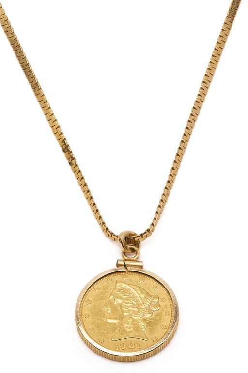Yellow Gold Coin Pendant Necklace