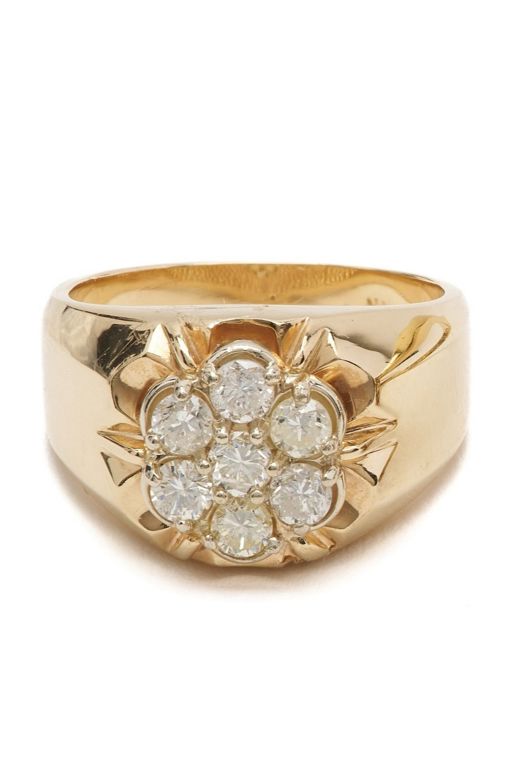 14k Yellow Gold Diamond Cluster Ring