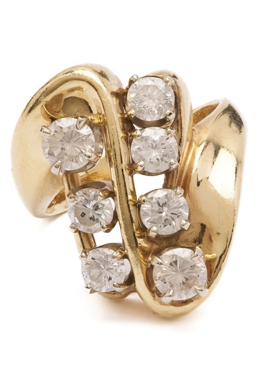 14k Yellow Gold Diamond Cluster Ring