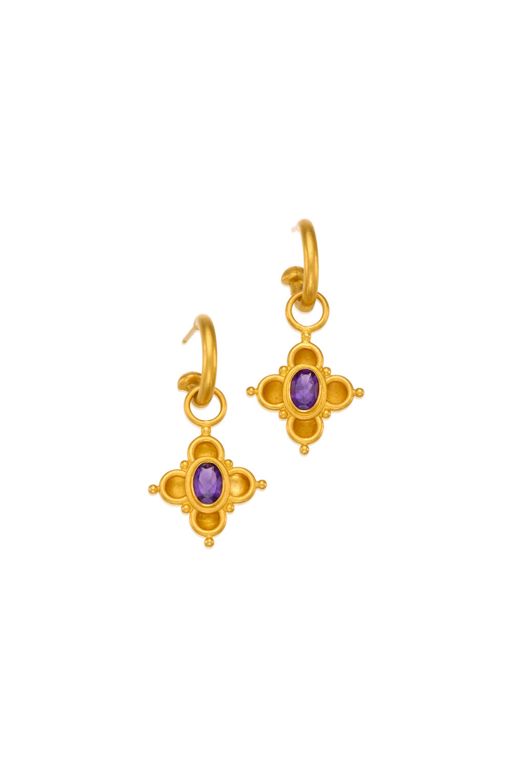 Pair of Gold Amethyst Earrings