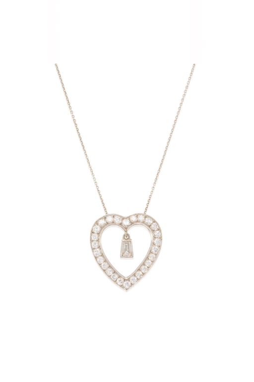 14k Gold and Platinum Diamond Pendant Necklace