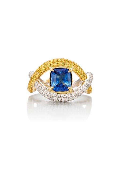 18k Gold Sapphire and Diamond Ring