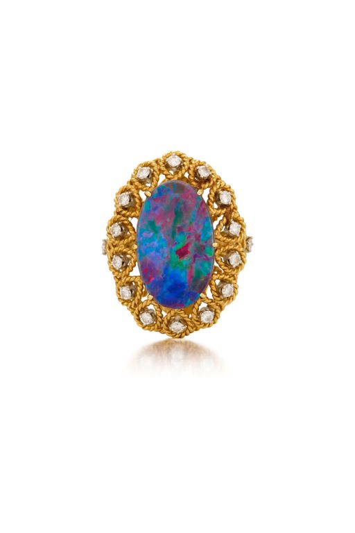 18k Gold Opal and Diamond Ring