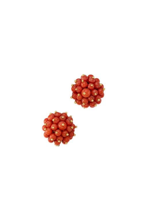 Pair of 18k Gold Coral Earrings