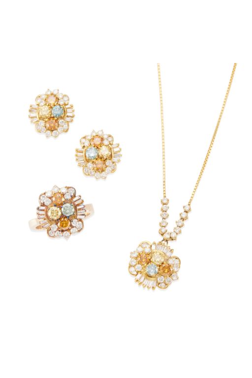 Gold Diamond Three-Piece Jewelry Set