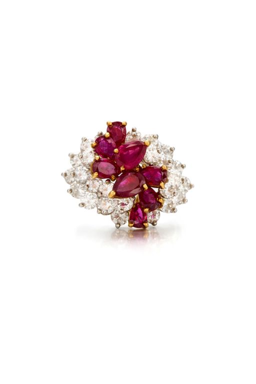 10k Gold, Platinum Ruby and Diamond Ring
