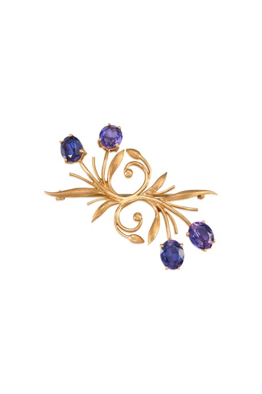 Gold Sapphire Brooch