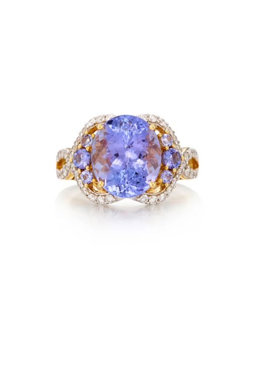 18k Gold Tanzanite and Diamond Ring