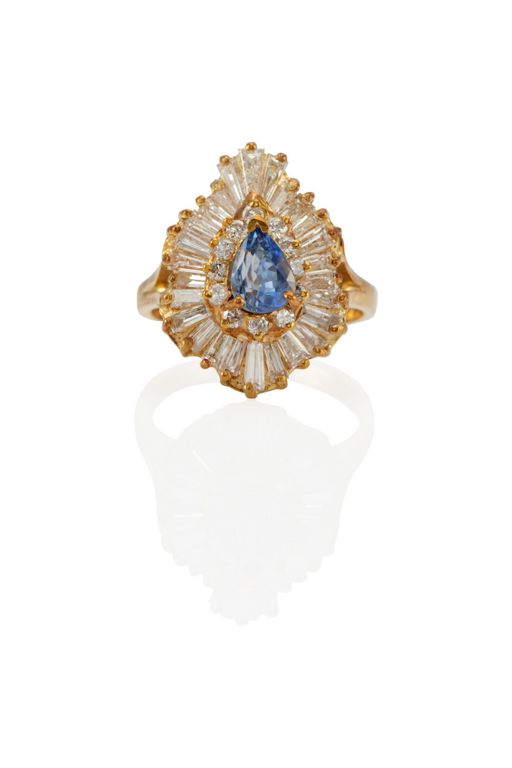 14k Gold Sapphire and Diamond Ring