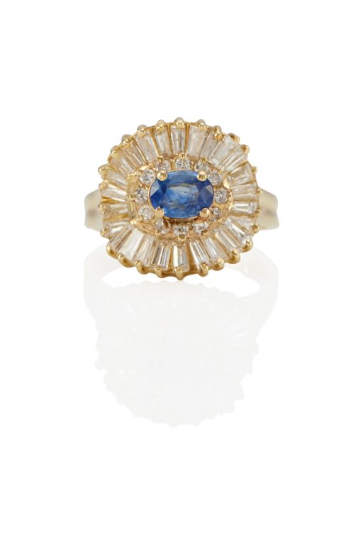 14k Gold Sapphire and Diamond Ring