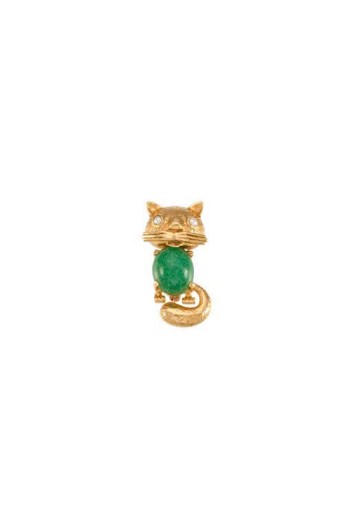 14k Gold Aventurine Quartz and Pearl Brooch