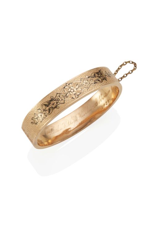 Gold Enamel Bangle Bracelet