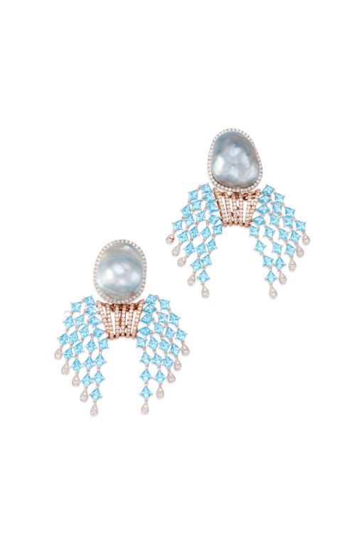 Pair of 18k Gold Multi-Gem Earrings