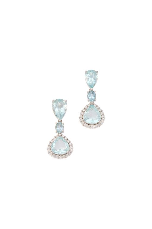Pair of Platinum Aquamarine and Diamond Earrings