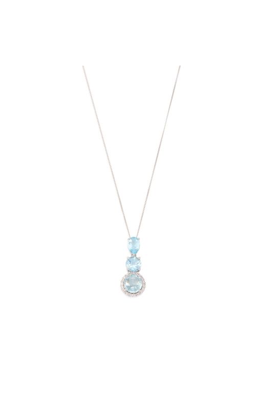 Platinum Aquamarine and Diamond Pendant Necklace