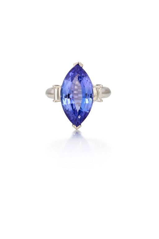 Platinum Tanzanite and Diamond Ring