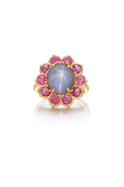14k Gold Sapphire, Ruby and Diamond Ring