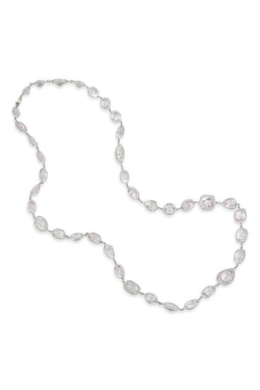 18k Gold Kunzite and Diamond Necklace