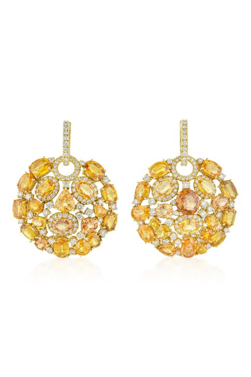 Pair of 18k Gold Sapphire and Diamond Earrings