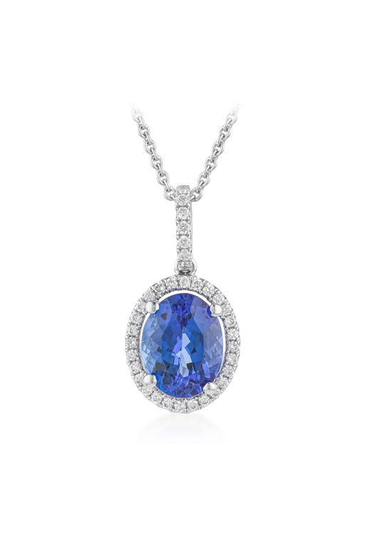 18k Gold Tanzanite and Diamond Pendant Necklace