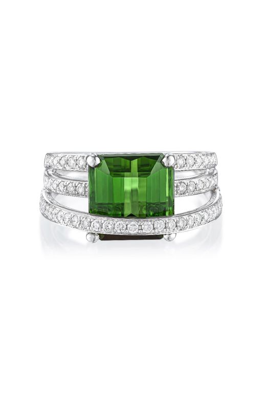 18k Gold Tourmaline and Diamond Ring