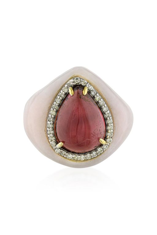 Silver and 14k Gold Multi-Gem Ring