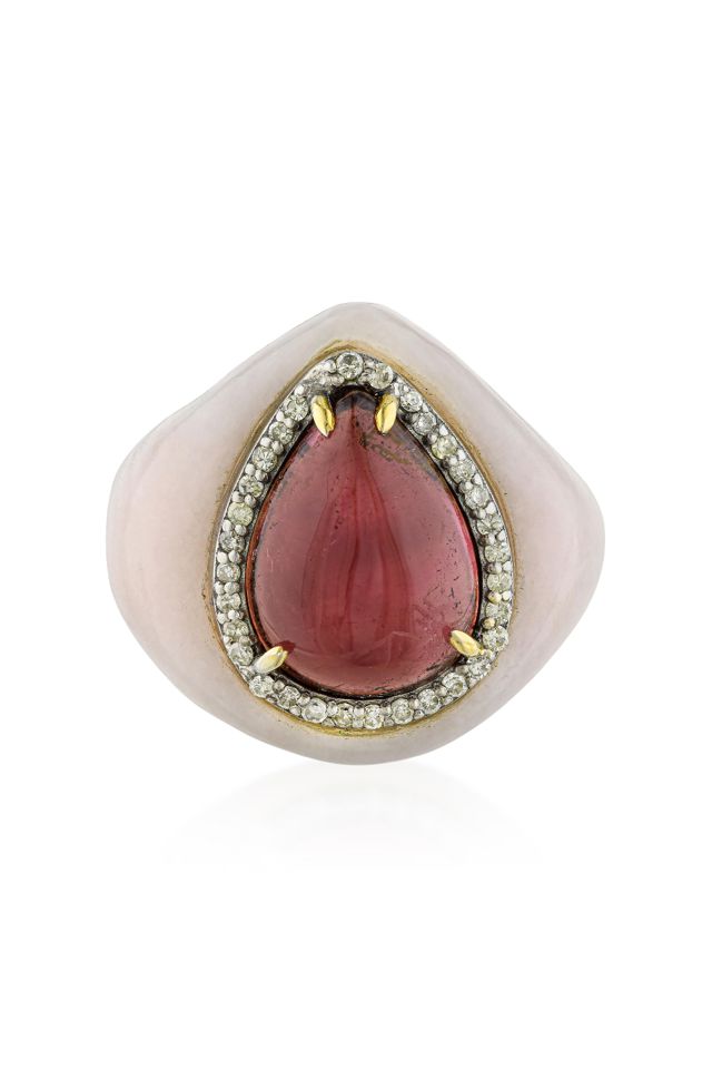 Silver and 14k Gold Multi-Gem Ring